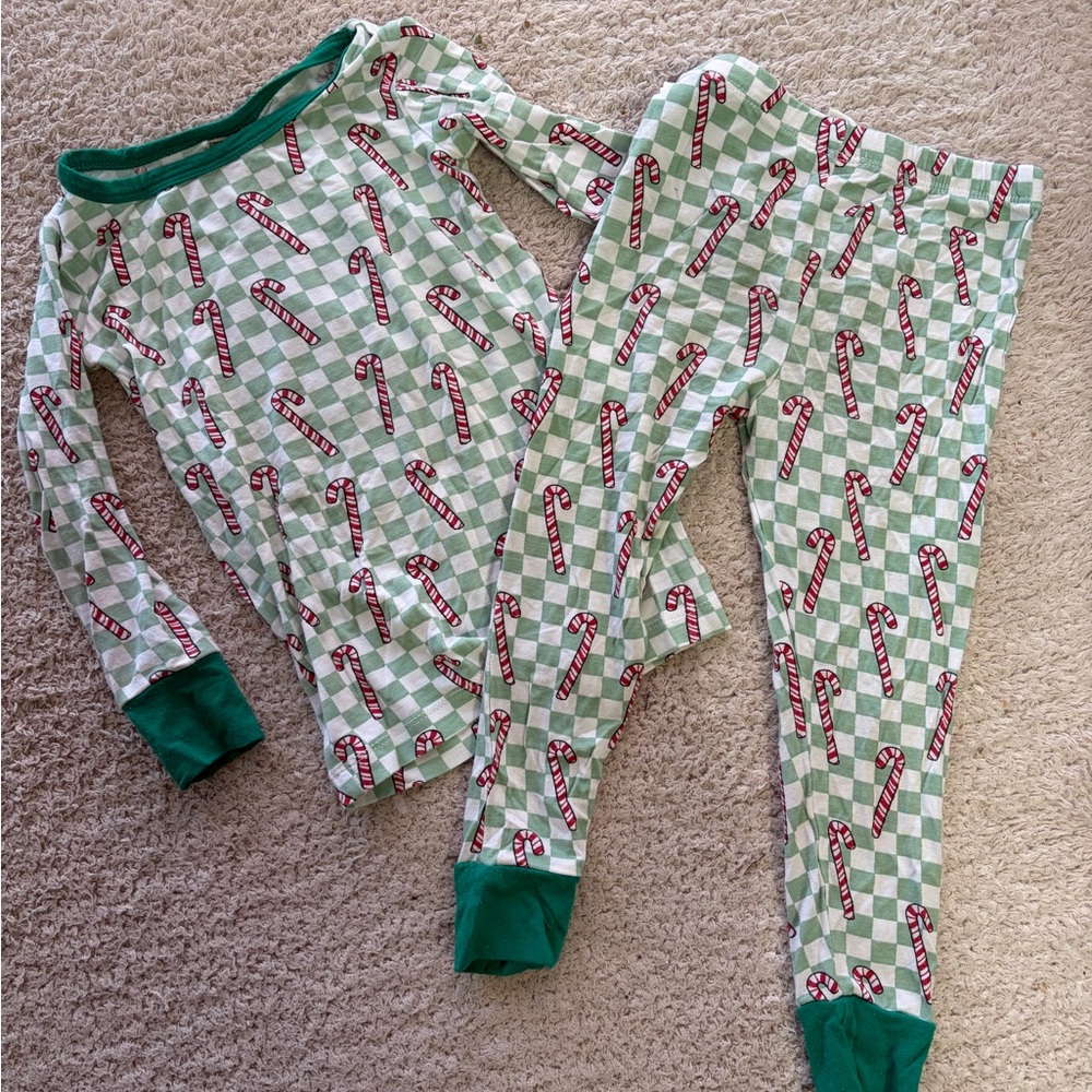 SpearimintLove candy cane Christmas pajama set size 3Y